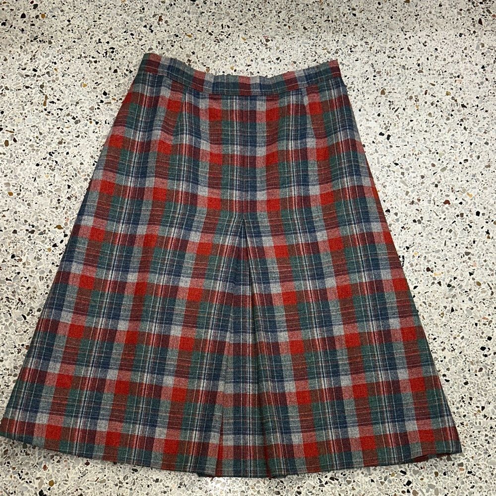 Wool plaid Tobias red blue skirt 6 a line vintage EUC